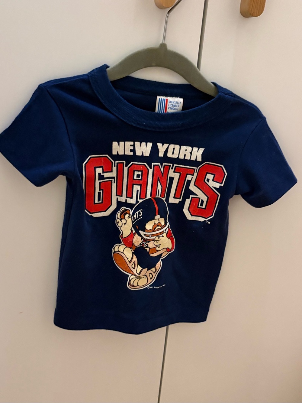 Vintage 90s new York giants baby blue boy short sleeve cotton graphic 12-18